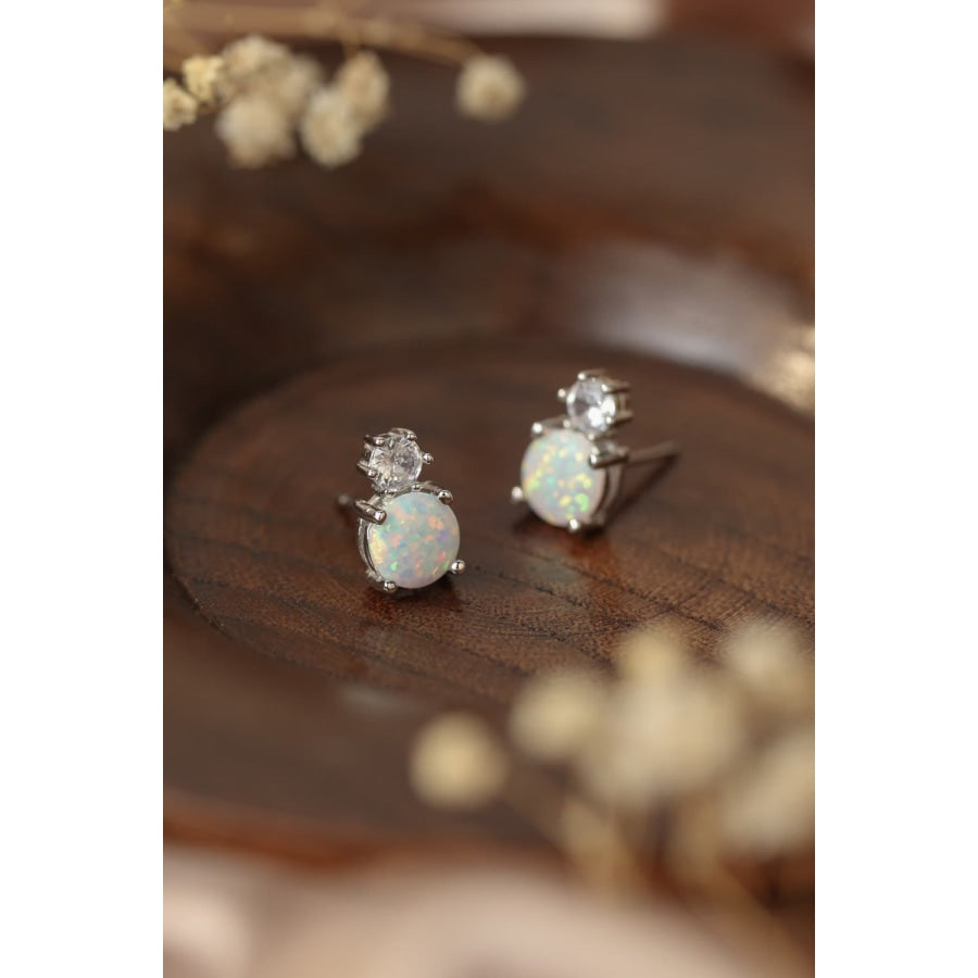 4-Prong Opal Stud Earrings