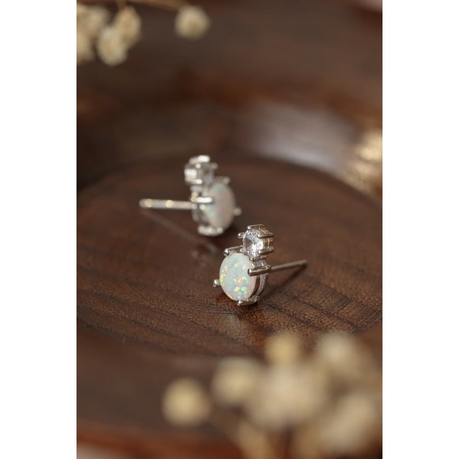 4-Prong Opal Stud Earrings