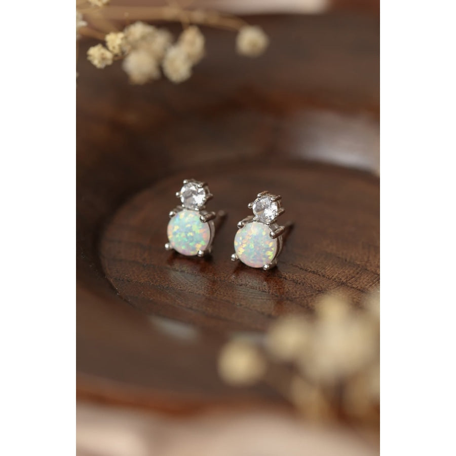 4-Prong Opal Stud Earrings White / One Size