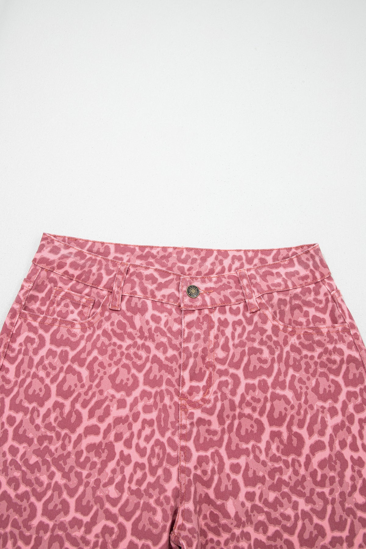 Gray Leopard Frayed Edge Wide Leg High Waist Jeans