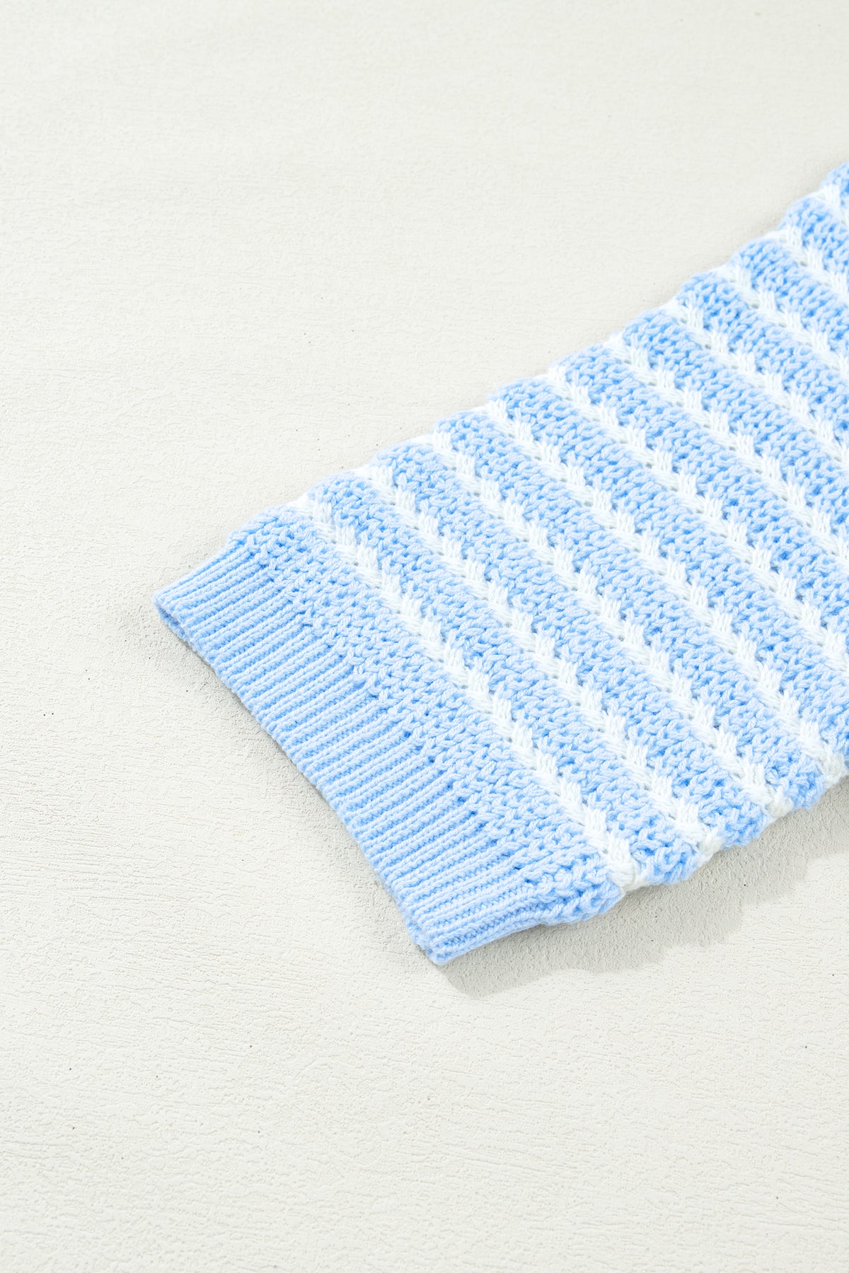 Green Stripe Short Sleeve Knit V Neck Bow Knot Sweater