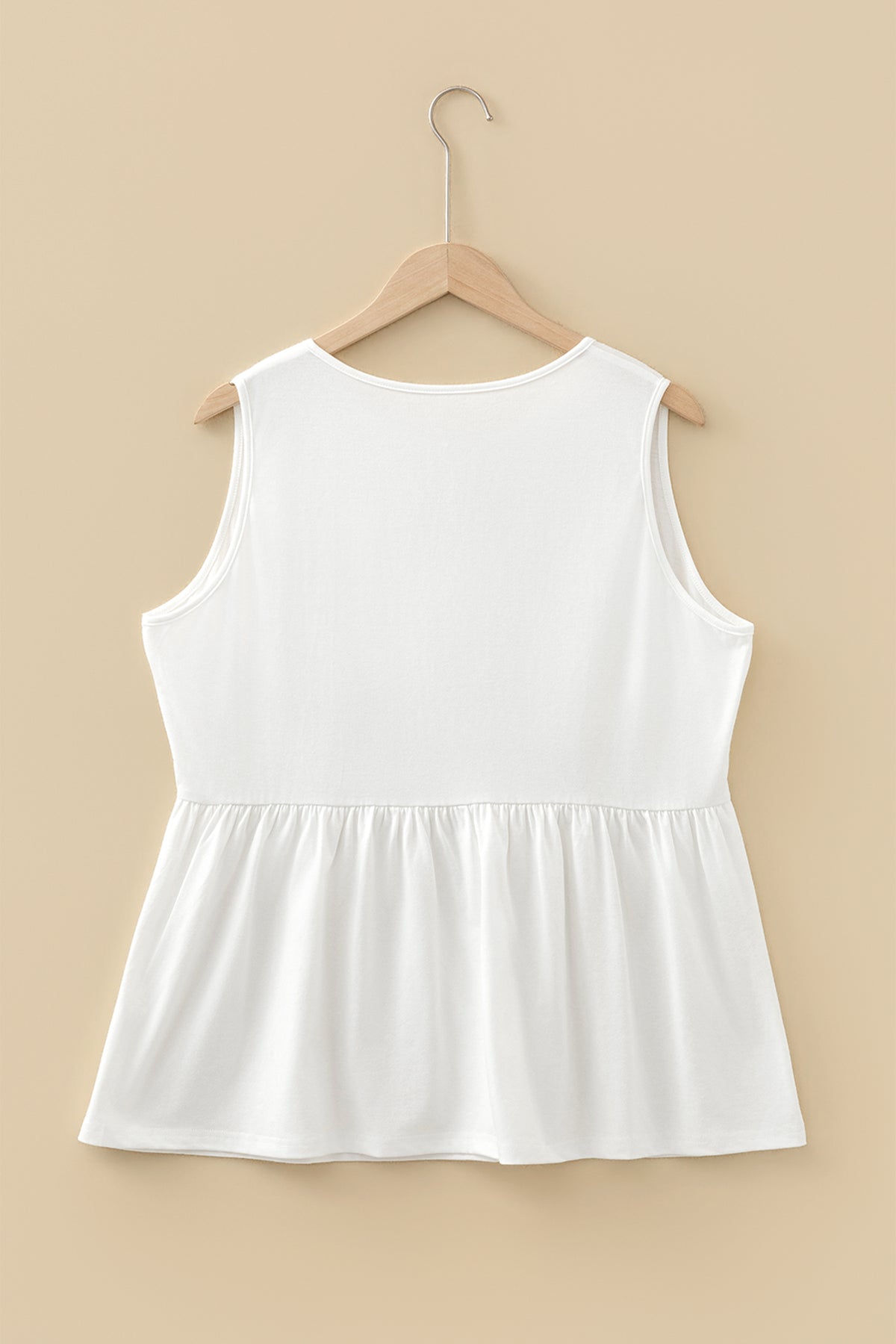 Coffee Plus Size Solid Color Bow Tie Peplum Tank Top