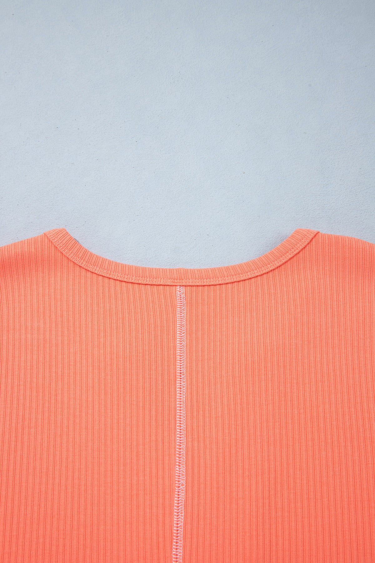 Banana Cream V Neck Ribbed Stitched Detail Long Sleeve Top