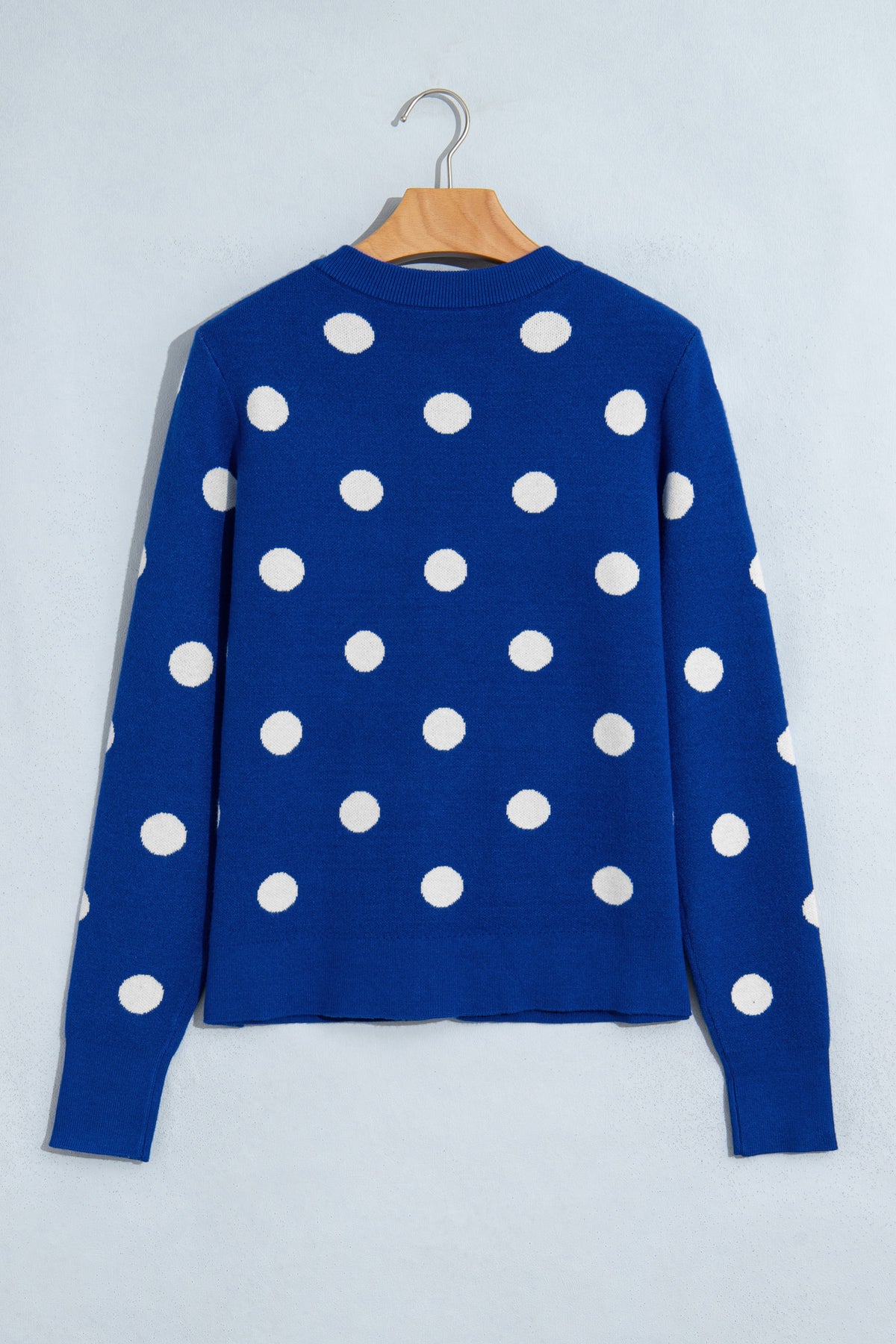 Fiery Red Casual Polka Dot Button Front Long Sleeve Sweater Cardigan