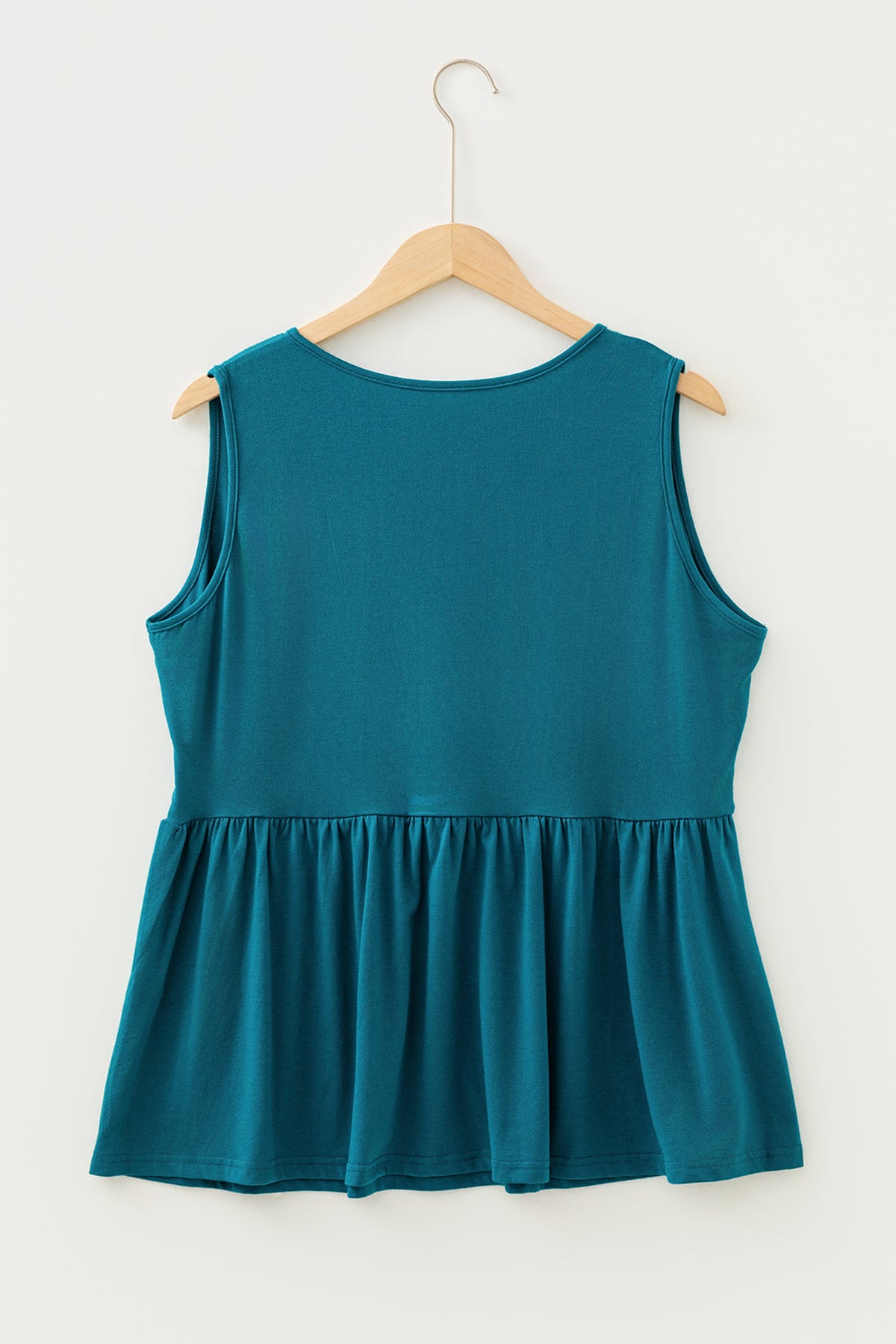 Coffee Plus Size Solid Color Bow Tie Peplum Tank Top