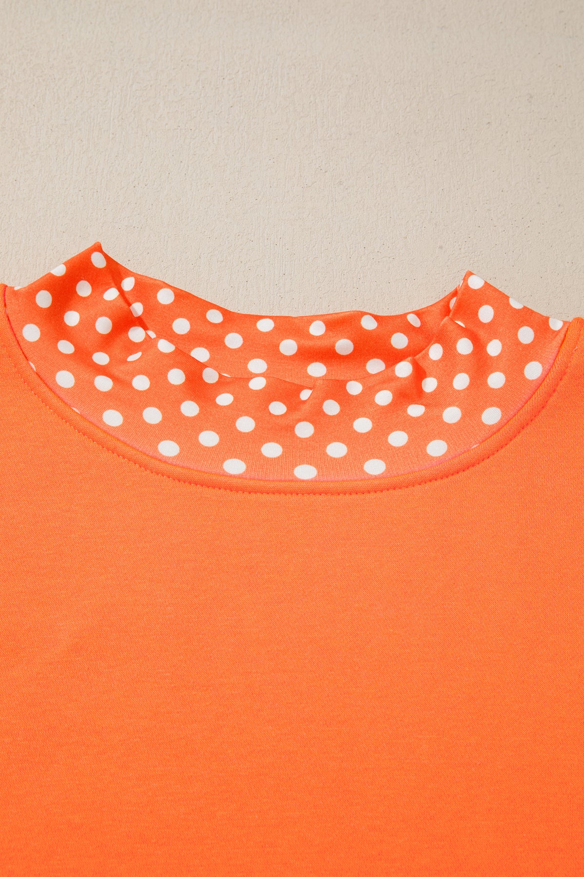 Racing Red Polka Dot Patchwork Round Neck Plus Size Sweatshirt