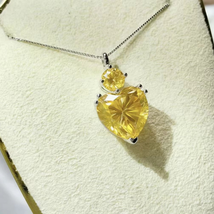 5.5 Carat Moissanite 925 Sterling Silver Pendant Necklace Silver / One Size Apparel and Accessories