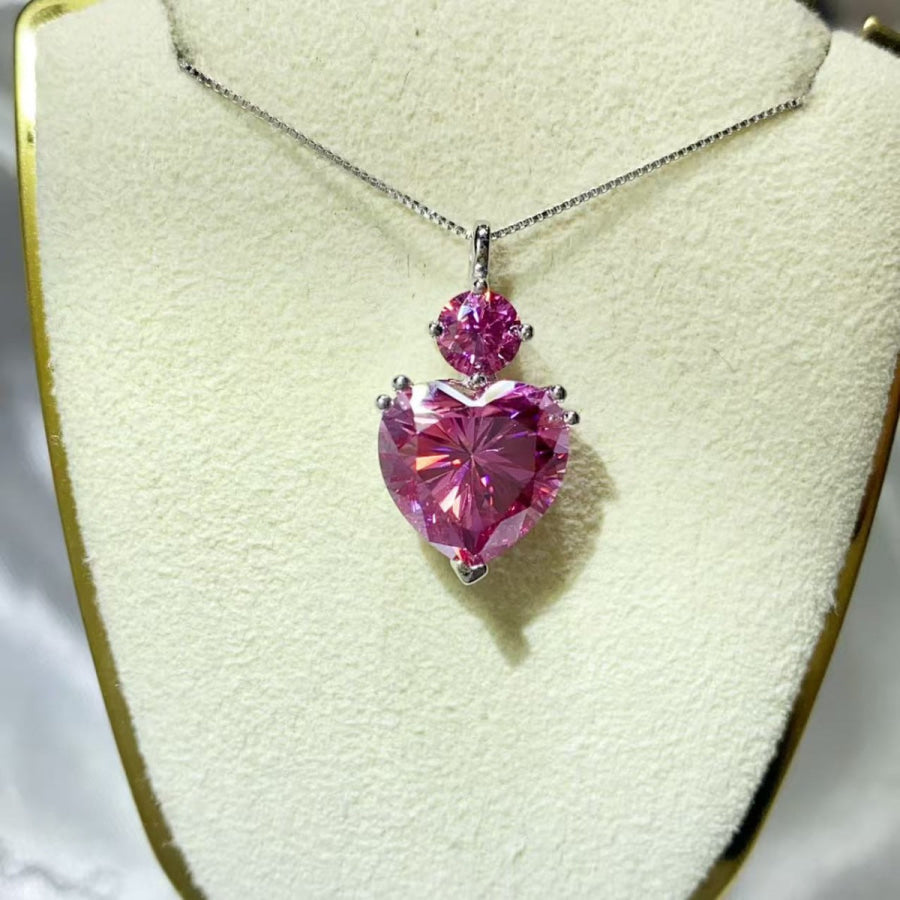 5.5 Carat Moissanite 925 Sterling Silver Pendant Necklace Silver / One Size Apparel and Accessories