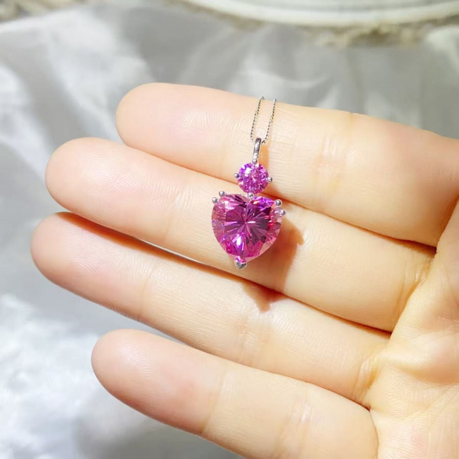 5.5 Carat Moissanite 925 Sterling Silver Pendant Necklace Silver / One Size Apparel and Accessories