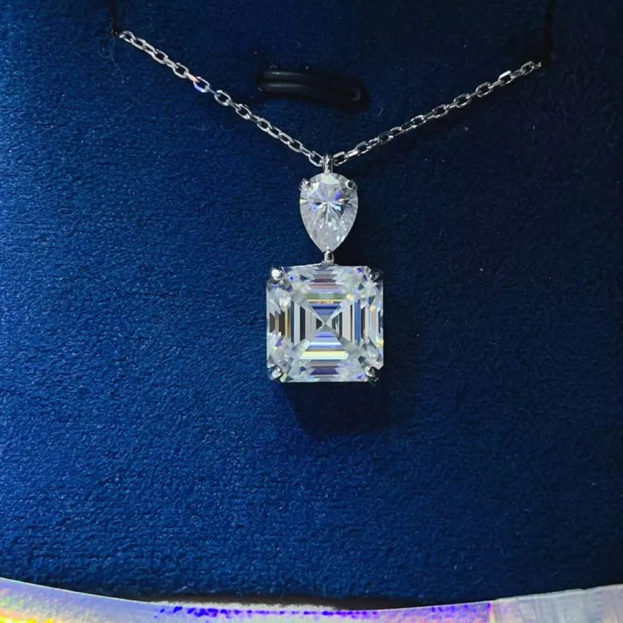 5.8 Carat Moissanite 925 Sterling Silver Pendant Necklace Silver / One Size Apparel and Accessories