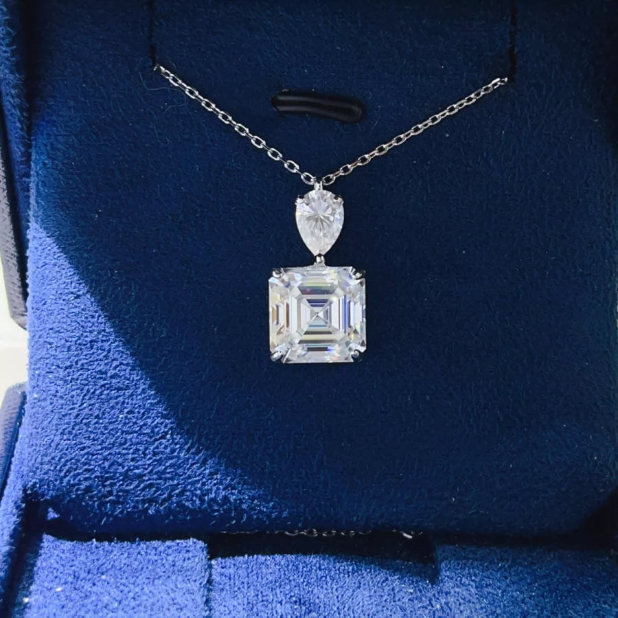 5.8 Carat Moissanite 925 Sterling Silver Pendant Necklace Silver / One Size Apparel and Accessories