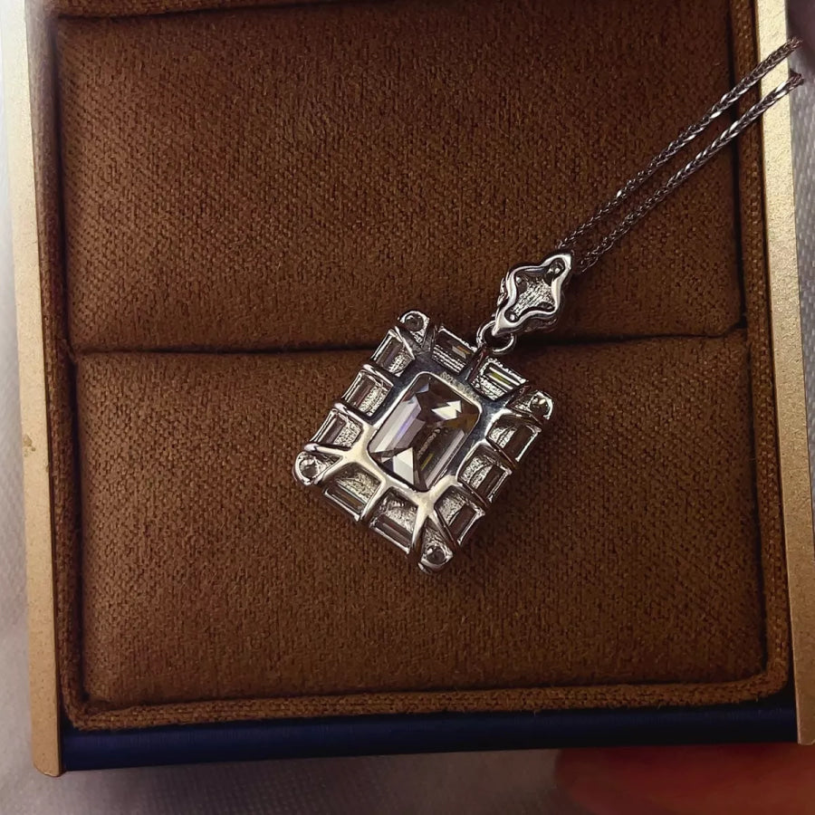 5 Carat 925 Sterling Silver Moissanite Pendant Necklace Silver / One Size Apparel and Accessories