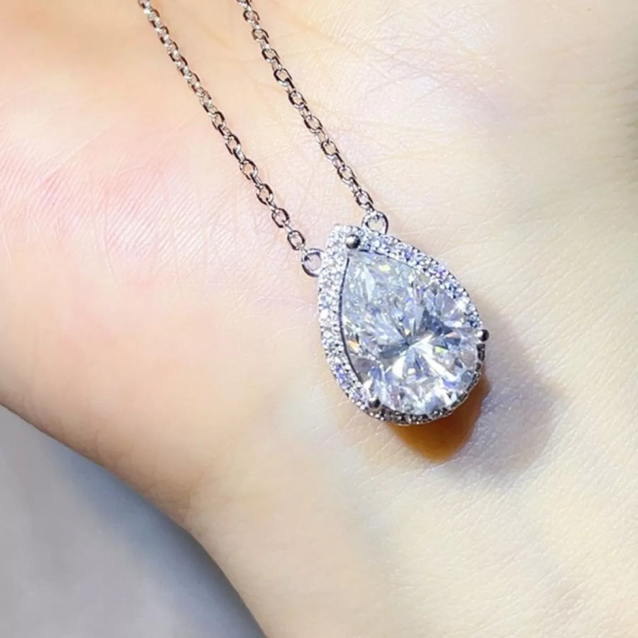 5 Carat 925 Sterling Silver Moissanite Pendant Necklace Silver / One Size Apparel and Accessories