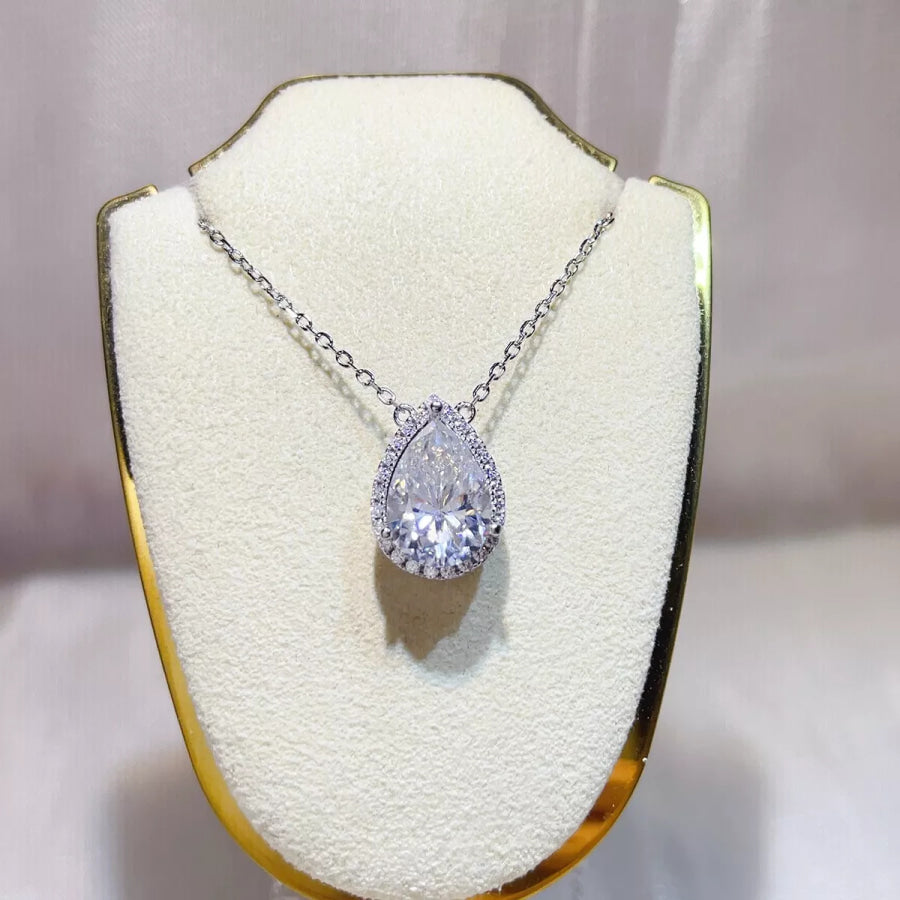 5 Carat 925 Sterling Silver Moissanite Pendant Necklace Silver / One Size Apparel and Accessories