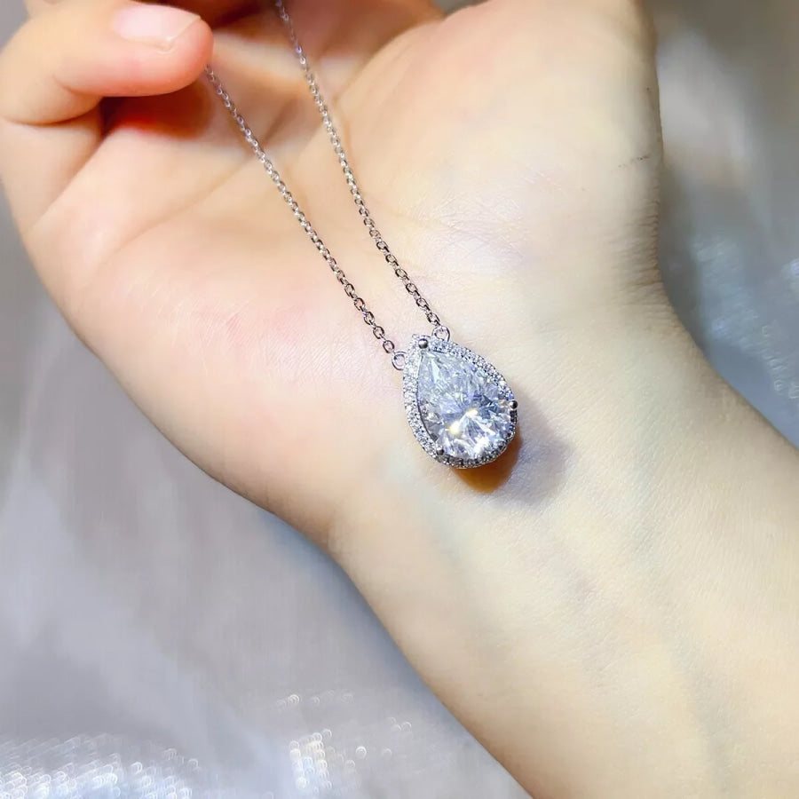 5 Carat 925 Sterling Silver Moissanite Pendant Necklace Silver / One Size Apparel and Accessories