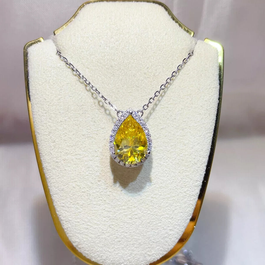 5 Carat 925 Sterling Silver Moissanite Pendant Necklace Pastel Yellow / One Size Apparel and Accessories