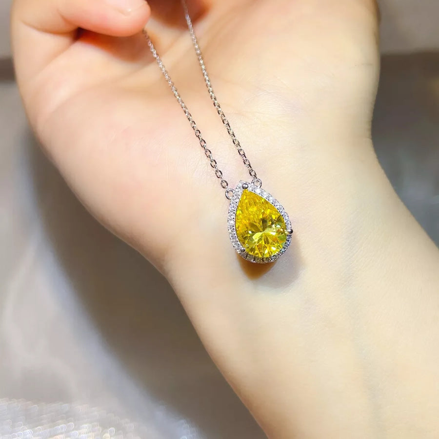 5 Carat 925 Sterling Silver Moissanite Pendant Necklace Pastel Yellow / One Size Apparel and Accessories