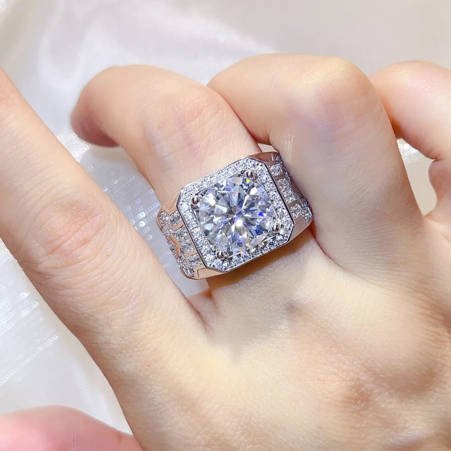 5 Carat 925 Sterling Silver Moissanite Ring Silver / 8 Apparel and Accessories