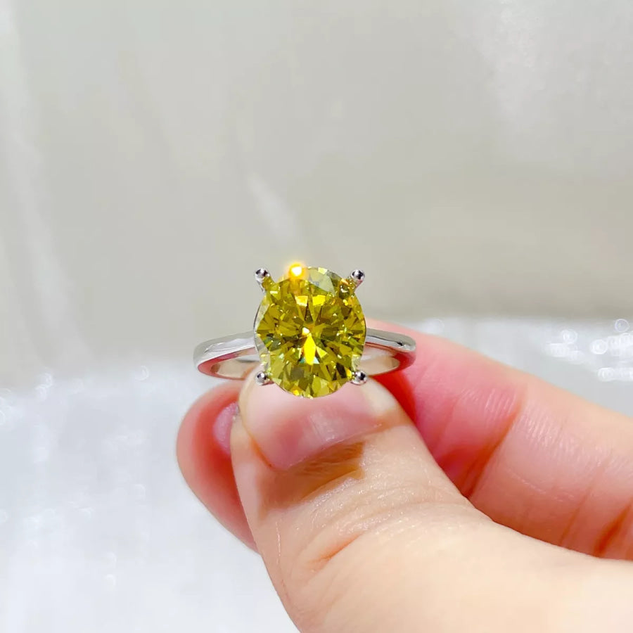 5 Carat 925 Sterling Silver Moissanite Ring Light Yellow / 4.5 Apparel and Accessories