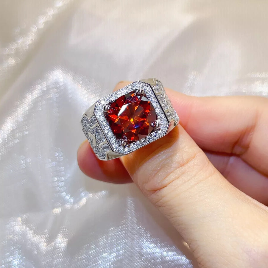5 Carat 925 Sterling Silver Moissanite Ring Red / 8 Apparel and Accessories