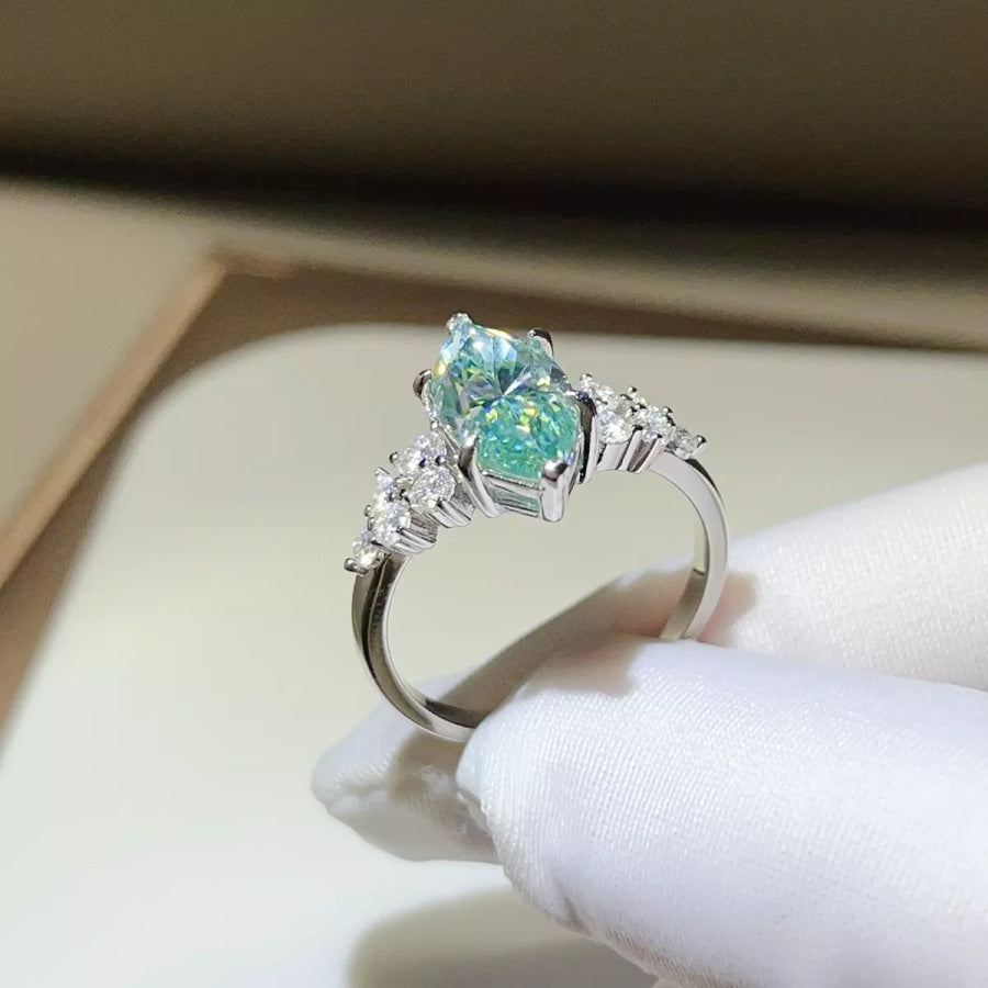 5 Carat 925 Sterling Silver Moissanite Ring Green / 4 Apparel and Accessories