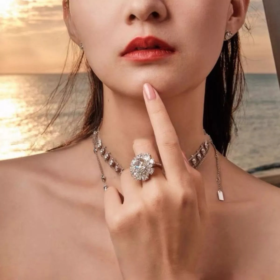 5 Carat 925 Sterling Silver Moissanite Ring Apparel and Accessories