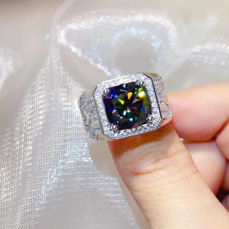 5 Carat 925 Sterling Silver Moissanite Ring Blue / 8 Apparel and Accessories