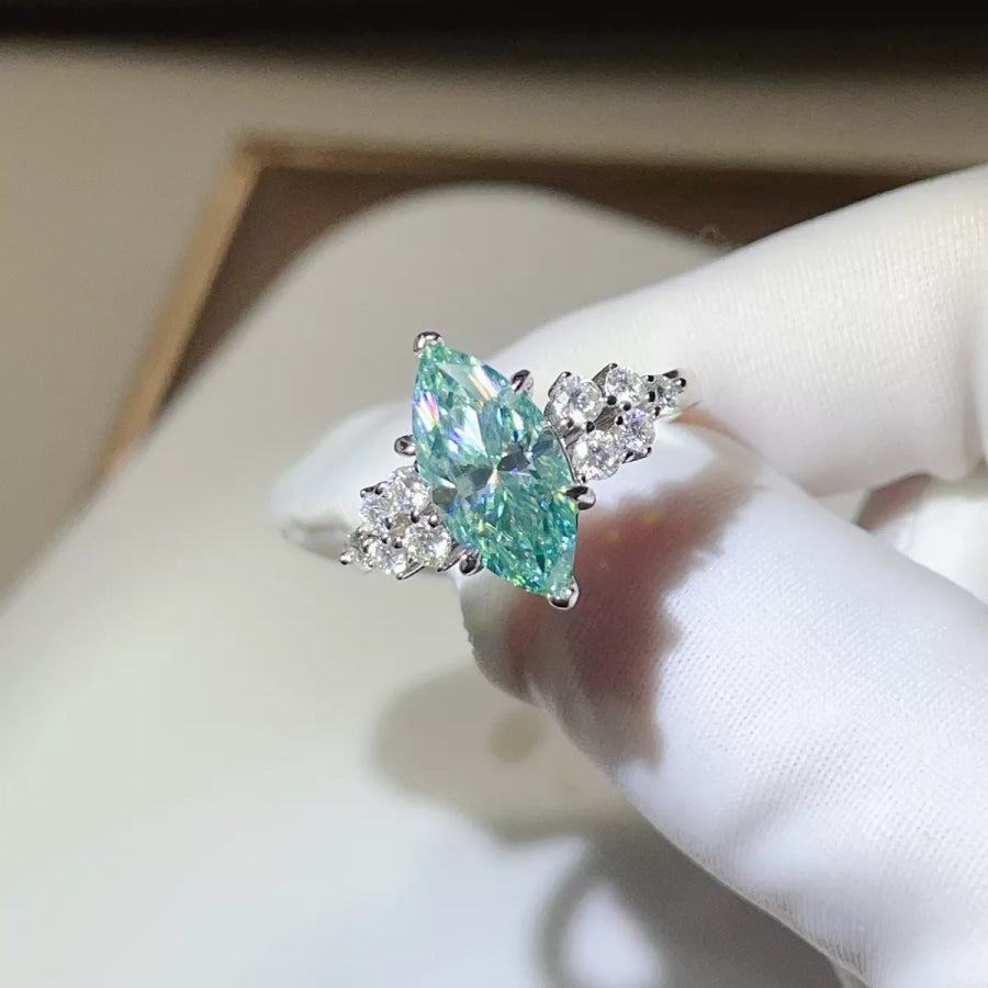5 Carat 925 Sterling Silver Moissanite Ring Green / 4 Apparel and Accessories