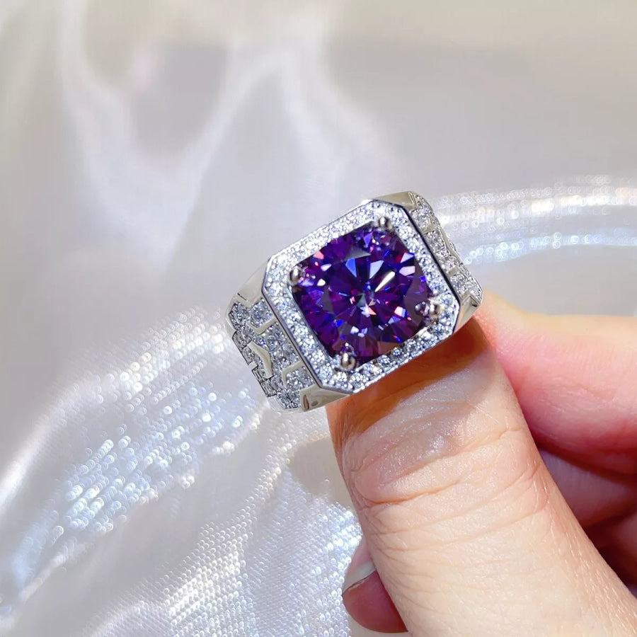 5 Carat 925 Sterling Silver Moissanite Ring Heliotrope Purple / 8 Apparel and Accessories
