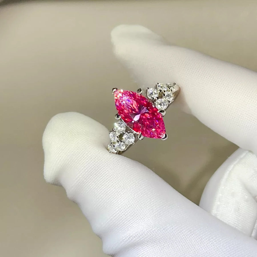 5 Carat 925 Sterling Silver Moissanite Ring Hot Pink / 4 Apparel and Accessories