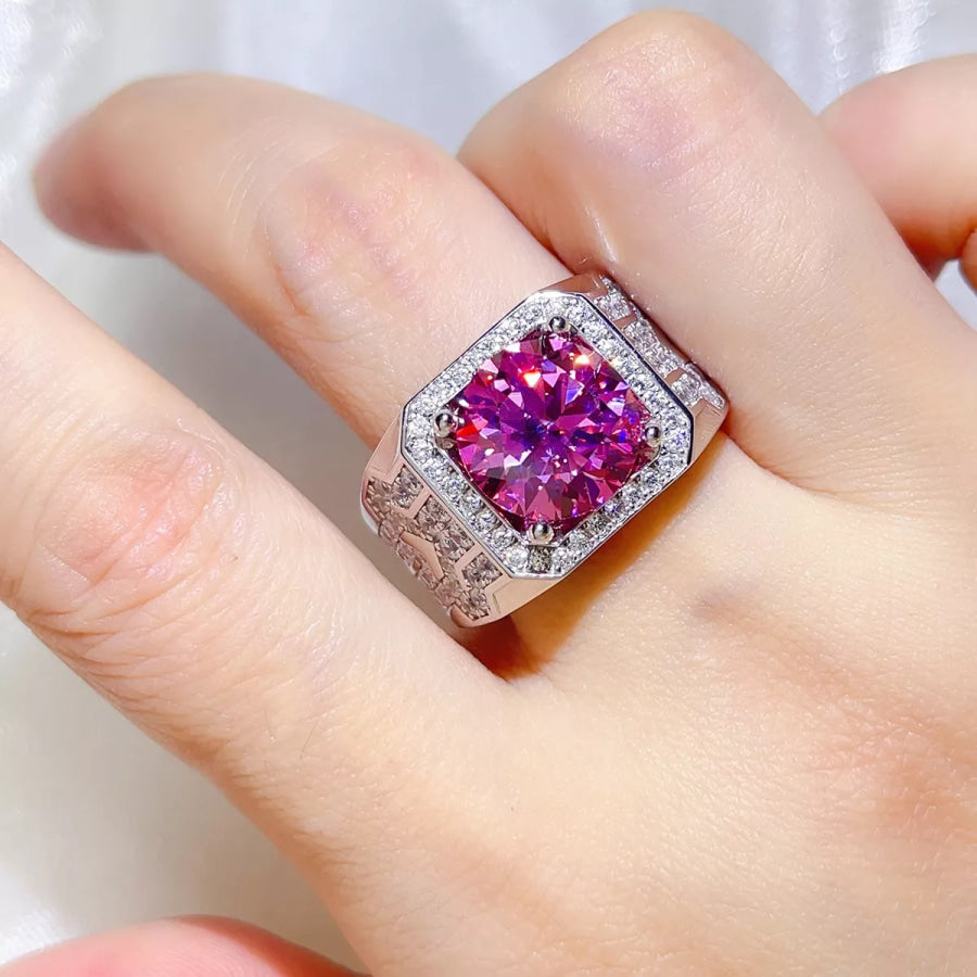 5 Carat 925 Sterling Silver Moissanite Ring Hot Pink / 8 Apparel and Accessories