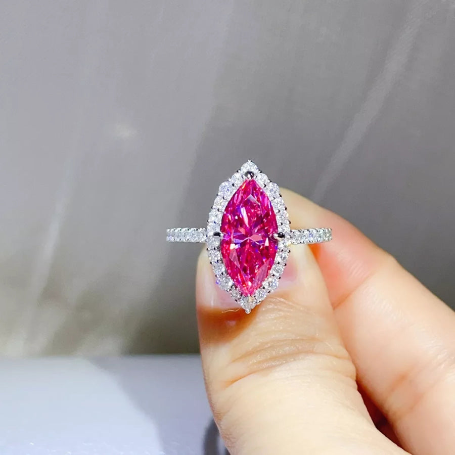 5 Carat 925 Sterling Silver Moissanite Ring Hot Pink / Apparel and Accessories