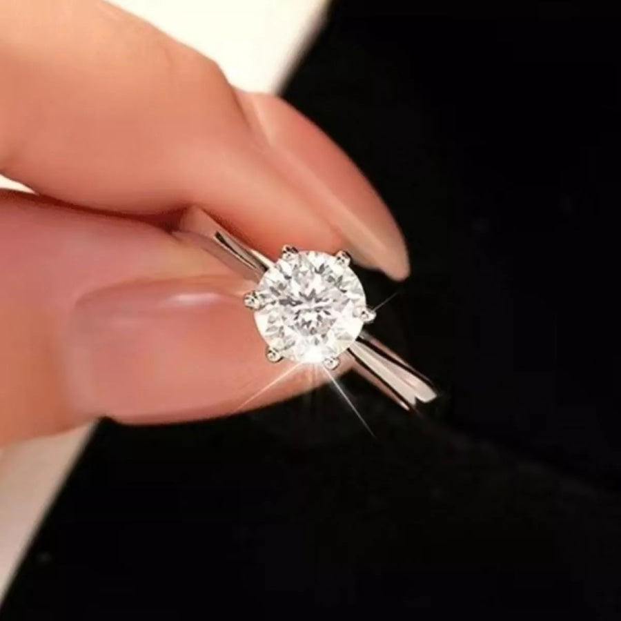 5 Carat 925 Sterling Silver Moissanite Ring Silver / One Size Apparel and Accessories
