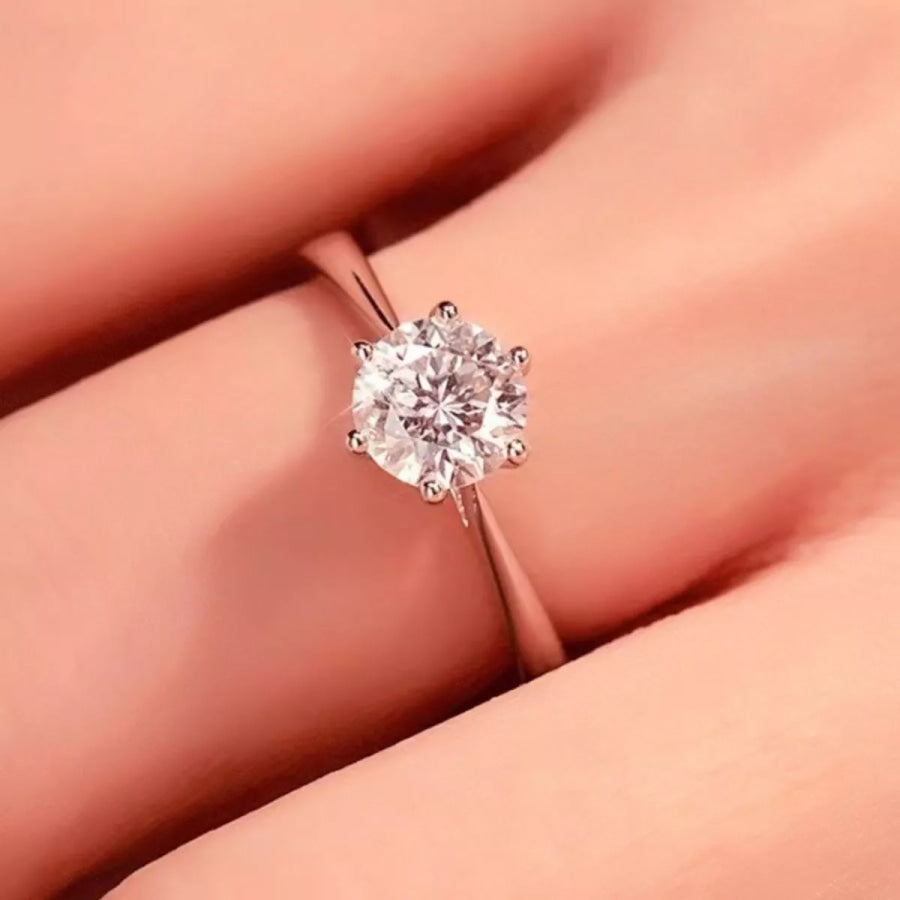 5 Carat 925 Sterling Silver Moissanite Ring Silver / One Size Apparel and Accessories