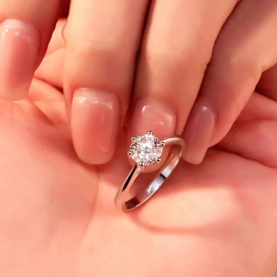 5 Carat 925 Sterling Silver Moissanite Ring Silver / One Size Apparel and Accessories