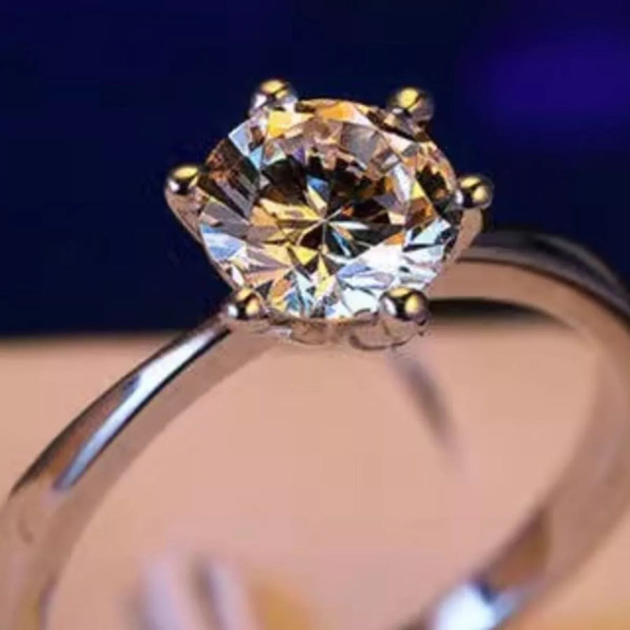 5 Carat 925 Sterling Silver Moissanite Ring Silver / One Size Apparel and Accessories