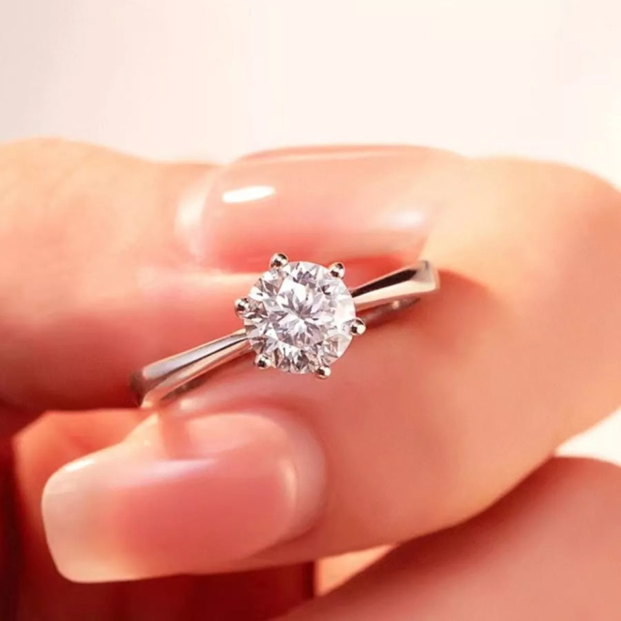 5 Carat 925 Sterling Silver Moissanite Ring Silver / One Size Apparel and Accessories