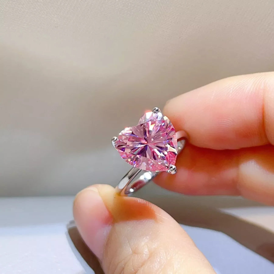 5 Carat 925 Sterling Silver Moissanite Ring Pink / Apparel and Accessories