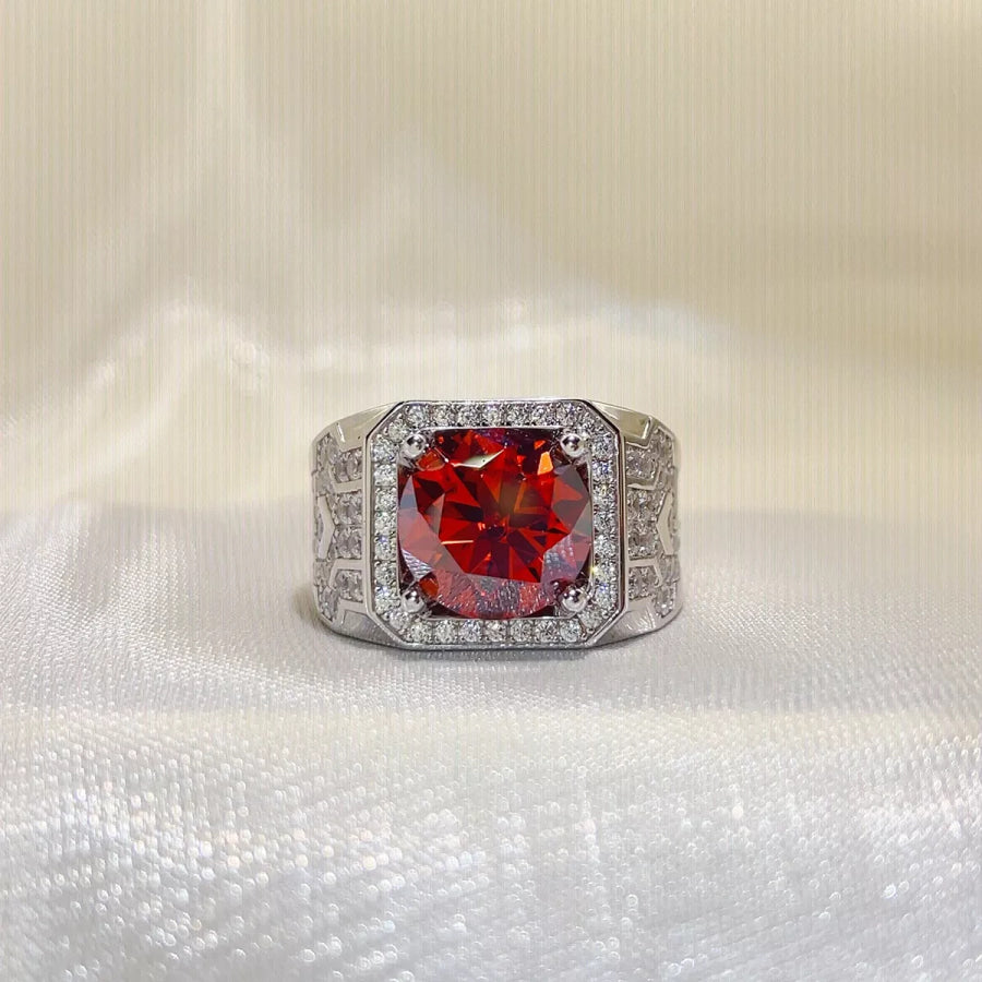 5 Carat 925 Sterling Silver Moissanite Ring Red / 8 Apparel and Accessories