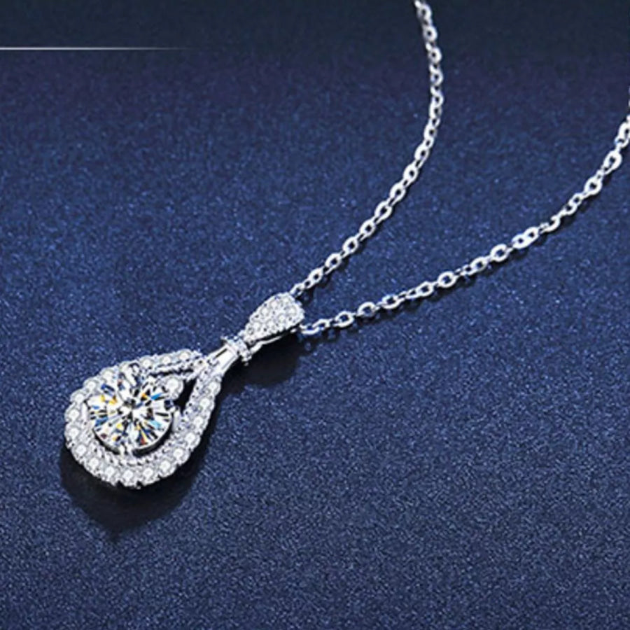 5 Carat 925 Sterling Silver Moissanite Teardrop Necklace Silver / onesize Apparel and Accessories