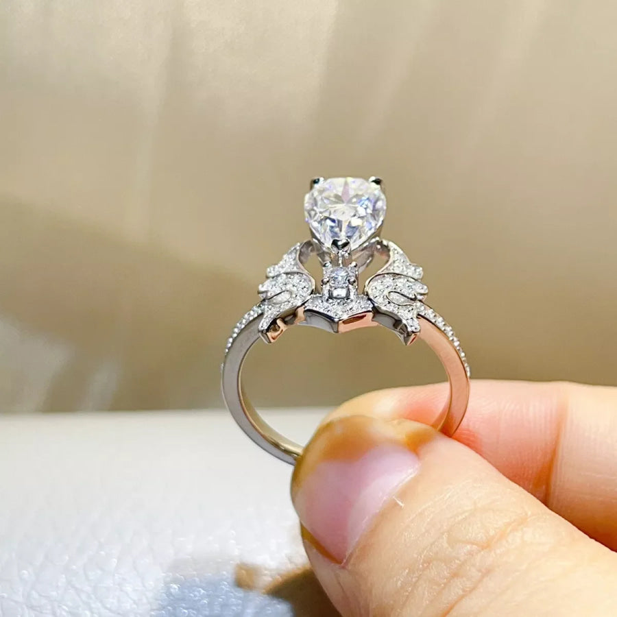 5 Carat 925 Sterling Silver Moissanite Teardrop Ring Apparel and Accessories