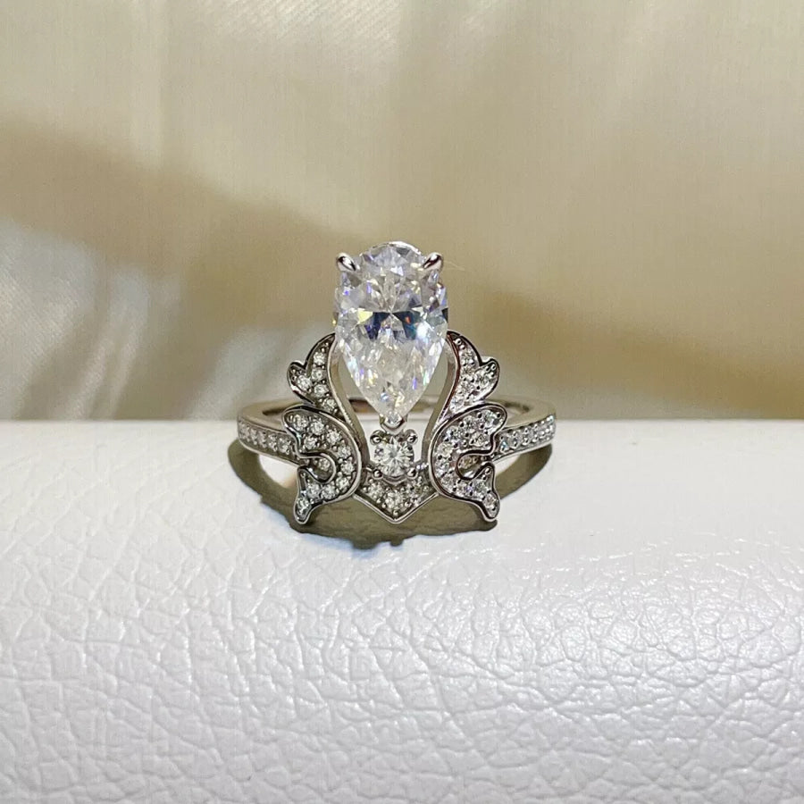 5 Carat 925 Sterling Silver Moissanite Teardrop Ring / Apparel and Accessories