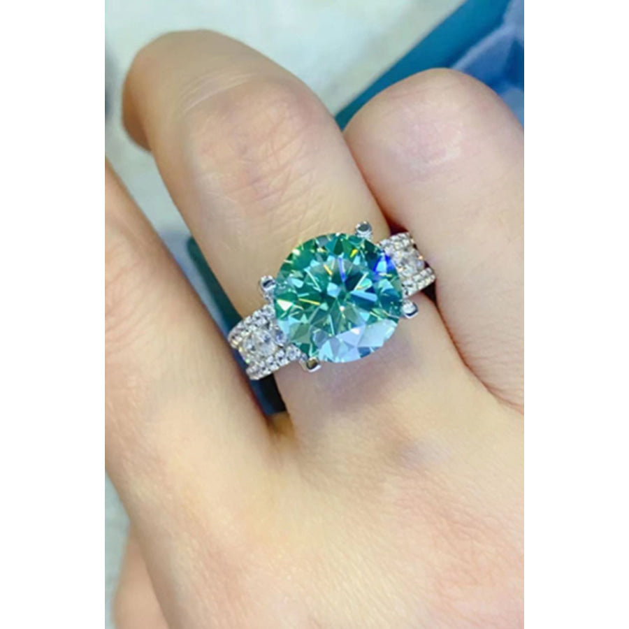 5 Carat Moissanite 4-Prong Wide Band Ring Gum Leaf / 5