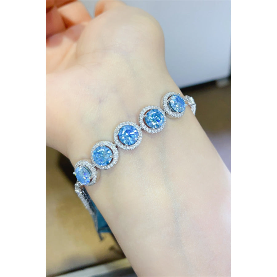 5 Carat Moissanite 925 Sterling Silver Bracelet Blue / One Size Apparel and Accessories