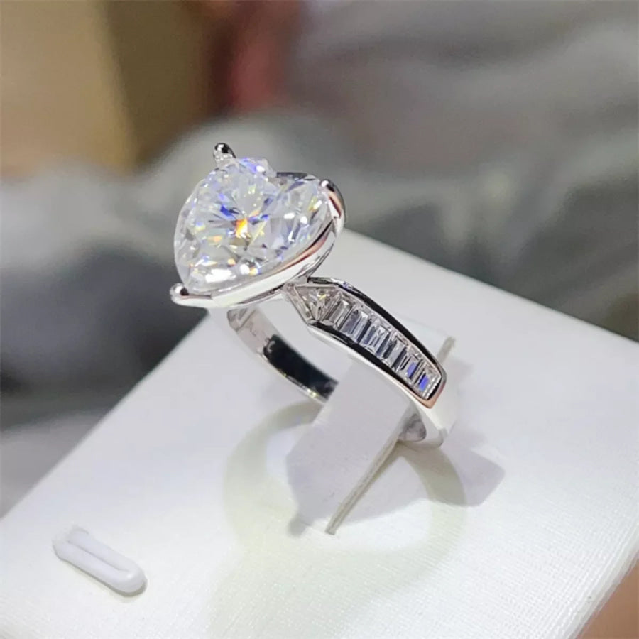 5 Carat Moissanite 925 Sterling Silver Heart Ring Apparel and Accessories
