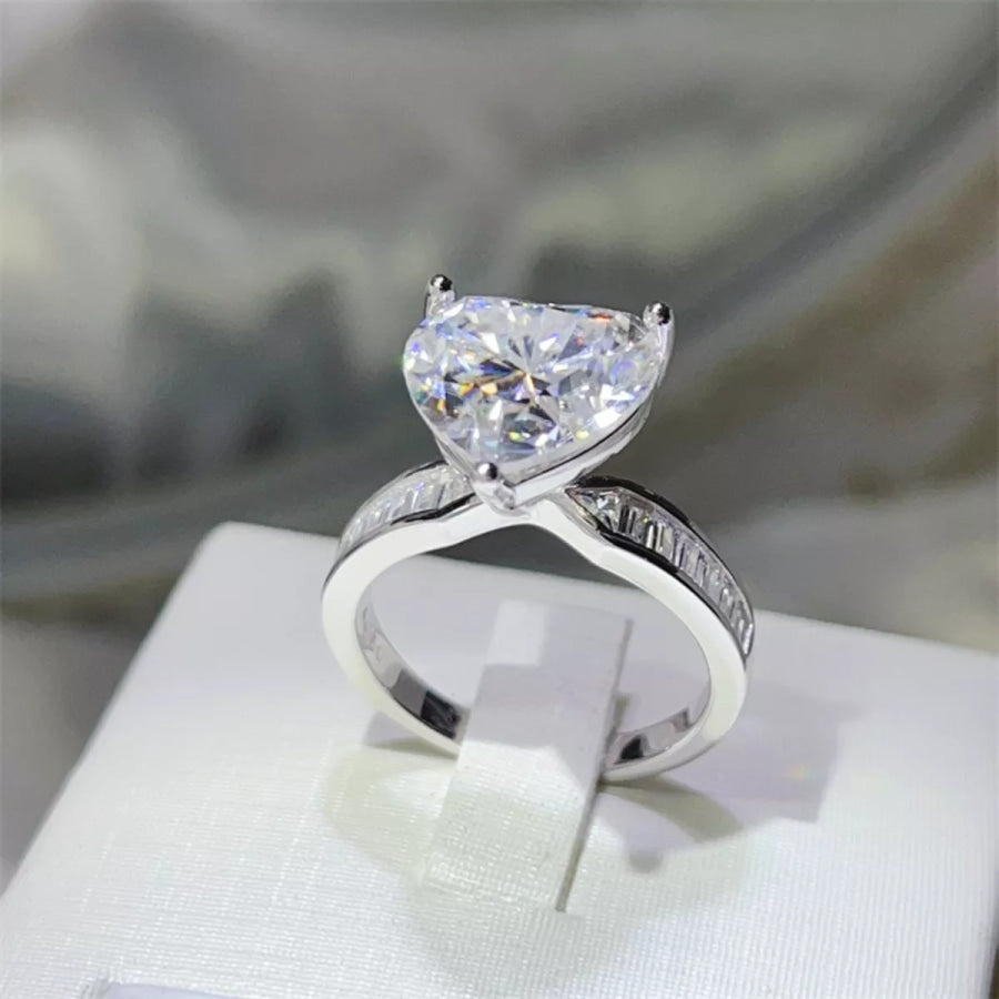 5 Carat Moissanite 925 Sterling Silver Heart Ring Apparel and Accessories