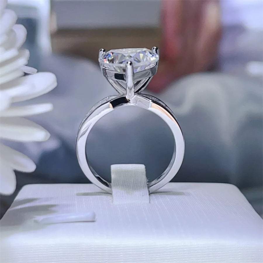5 Carat Moissanite 925 Sterling Silver Heart Ring Apparel and Accessories