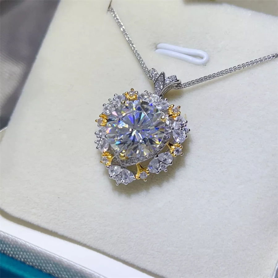 5 Carat Moissanite 925 Sterling Silver Necklace Silver / One Size Apparel and Accessories