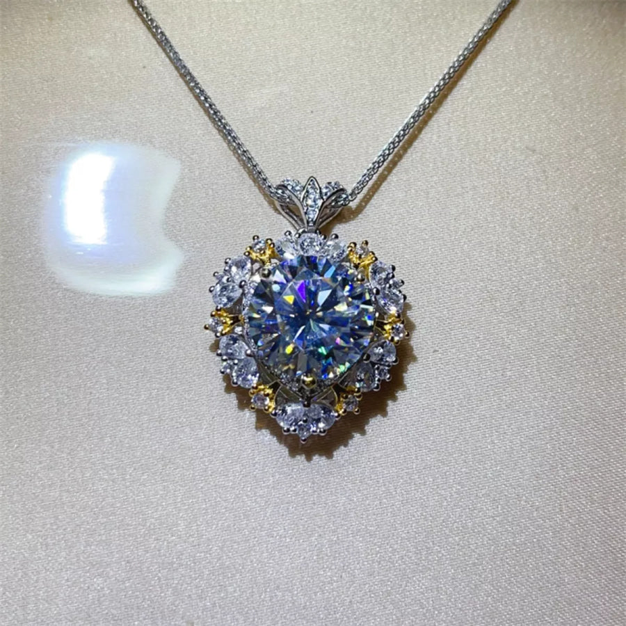 5 Carat Moissanite 925 Sterling Silver Necklace Silver / One Size Apparel and Accessories