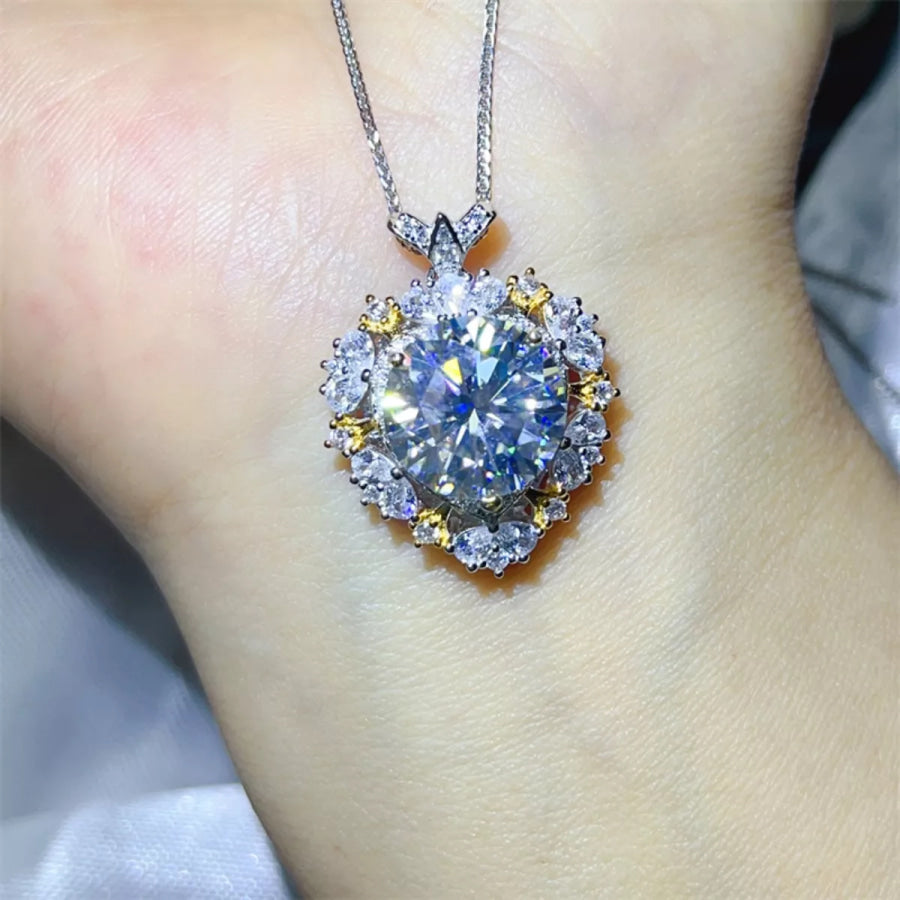 5 Carat Moissanite 925 Sterling Silver Necklace Silver / One Size Apparel and Accessories